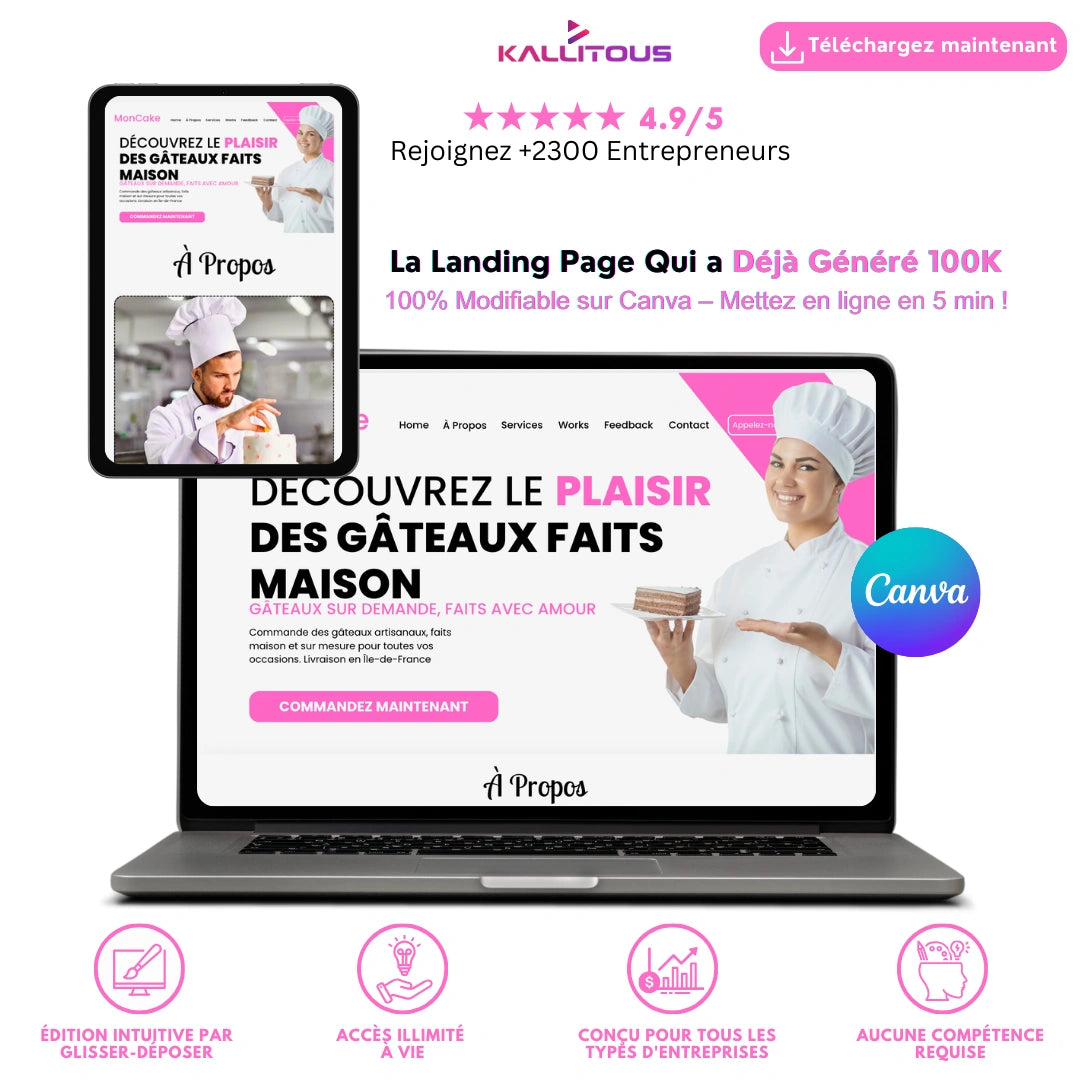 Le Site Qui a Déjà Généré 100K€- Personnalisable 100% sur Canva