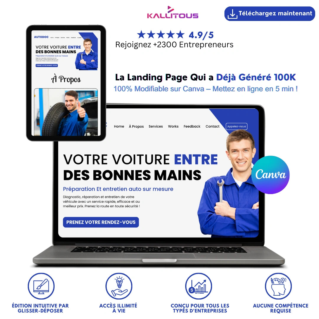 Le Site Qui a Déjà Généré 100K€- Personnalisable 100% sur Canva